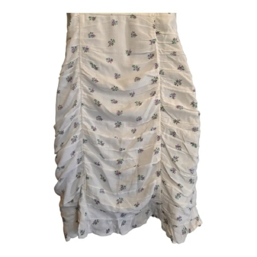 Hollister Coquette Floral Ruched White Purple Mini Summer Dress Size XS